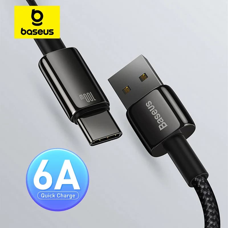Câble de données USB-C charge rapide, support 100W
